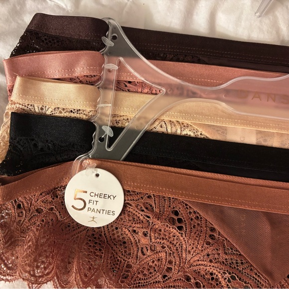 Danskin Lace cheeky fit thong Panties Set in Black and shades tan and Brown - Picture 5 of 5